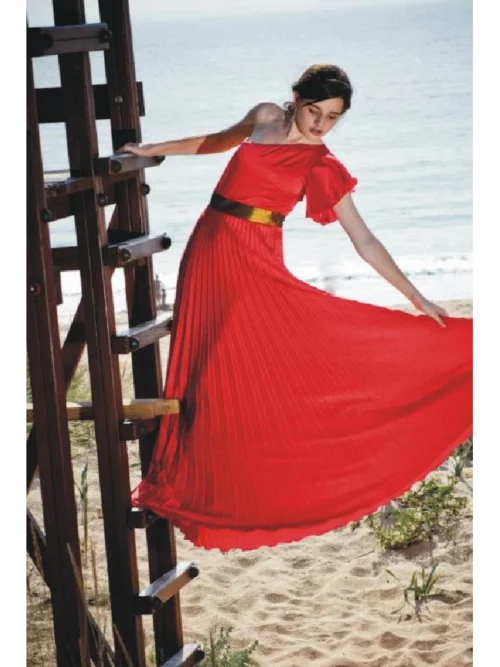 alquilar vestido rojo coral